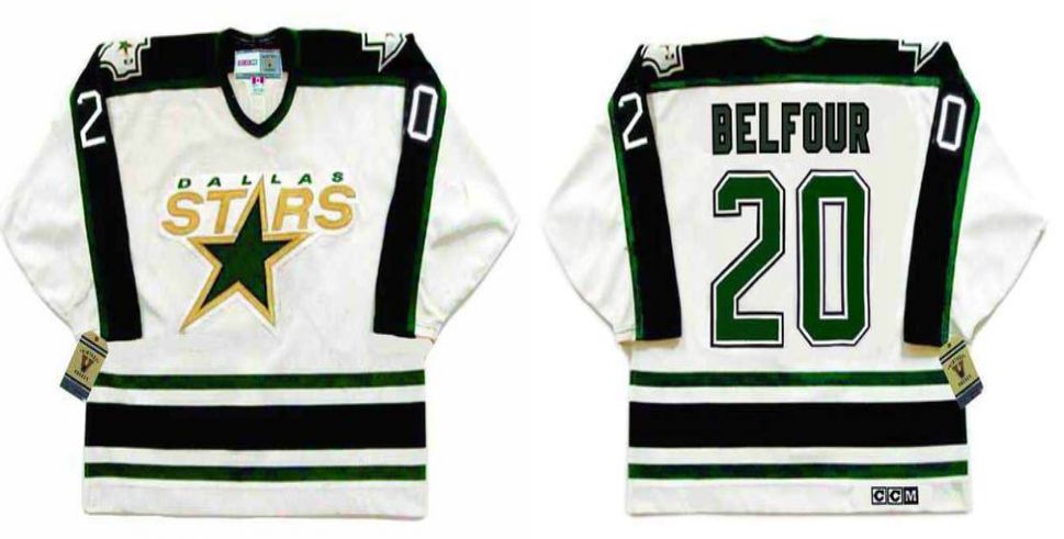 2019 Men Dallas Stars #20 Belfour White CCM NHL jerseys